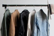 five jackets on clothes rack