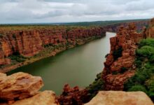 river near rock formations