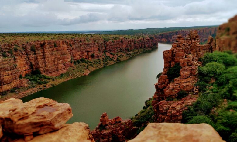 river near rock formations